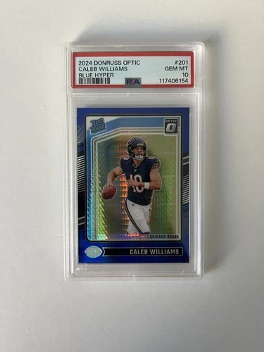 2024 Donruss Optic - Rated Rookie Caleb Williams #201 Blue Hyper Prizm PSA 10
