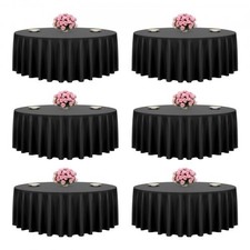 VEVOR Black Round Tablecloths 6 Pack,120 Inches in Diameter,Stain-&Wrinkle- Resi