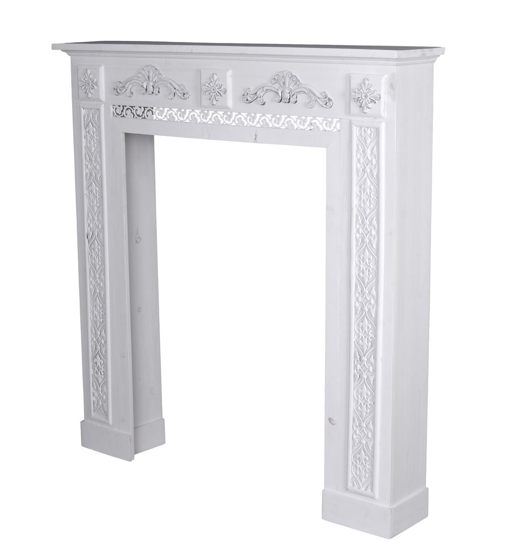 CONSOLA CHIMENEA "VILLA EMILY" - Borde de chimenea de madera antigua en Shabby Chic