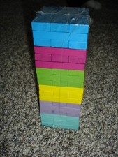 NEW Mini colorful Wooden Blocks Tumbling Tower Family Game 54pc 6" x 2"