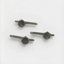 Vintage Silver Tone Amethyst Purple Hexagon Tuxedo Shirt Studs