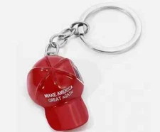 Metal MAGA Hat Make America Great Again American Flag Trump Keychain 3.5" NEW