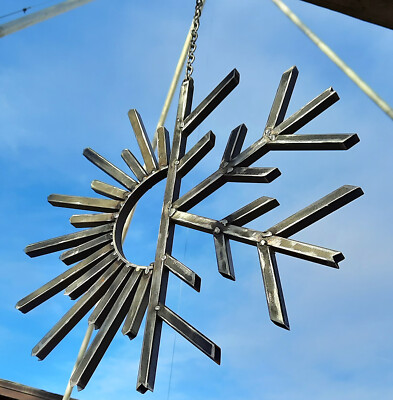 Sun and Snowflake Handmade Hanging Metal Art Work