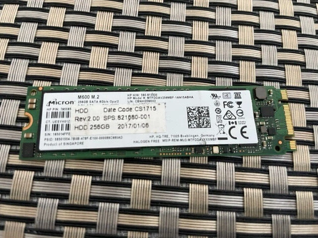 M2 Micron 256GB 2280 SATA Not NVMe PCIe Opal 2 MTFDDAV256MBF 1AN15ABHA SSD