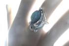Vintage Native American Navajo Silver Feather &Turquoise Southwest Arizona Ring  — photo 1