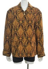 Rafael Womens Jacket Size 14 Black Gold Printed Basic Long Sleeve Polyester