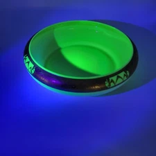 Antique Uranium Glass WDCO 'Drapes' Gold Accent by Wheeling Decoration Company