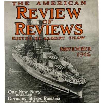 1916 The American Review of Reviews Original Full-Color Magazine Cover WW1