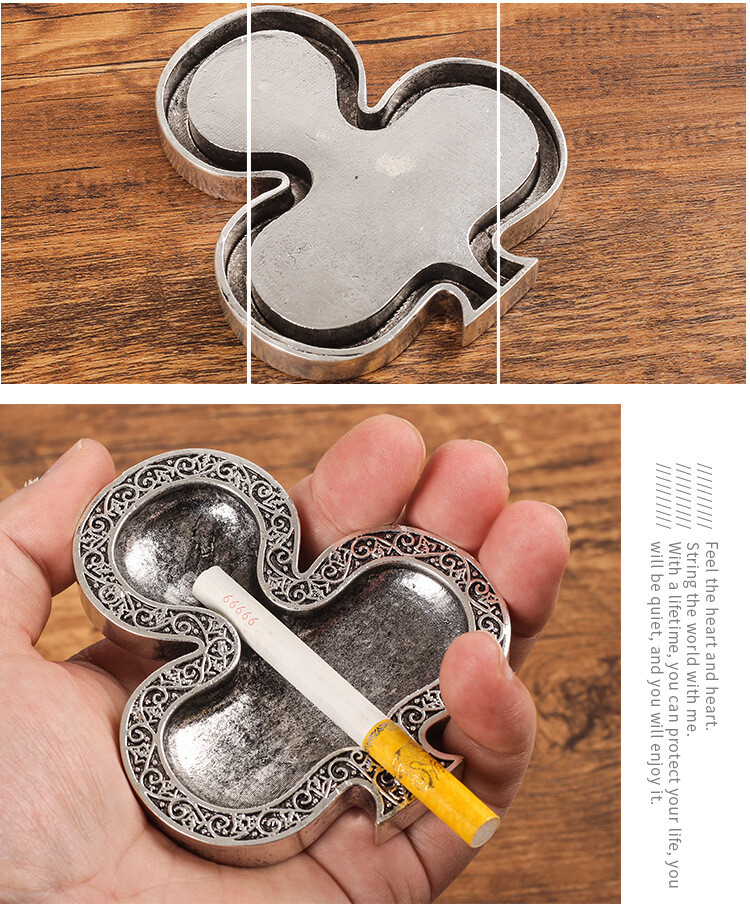 Vintage Alloy Leaf Ashtray Cigar Household Ash Box Home Office Decoration Gift