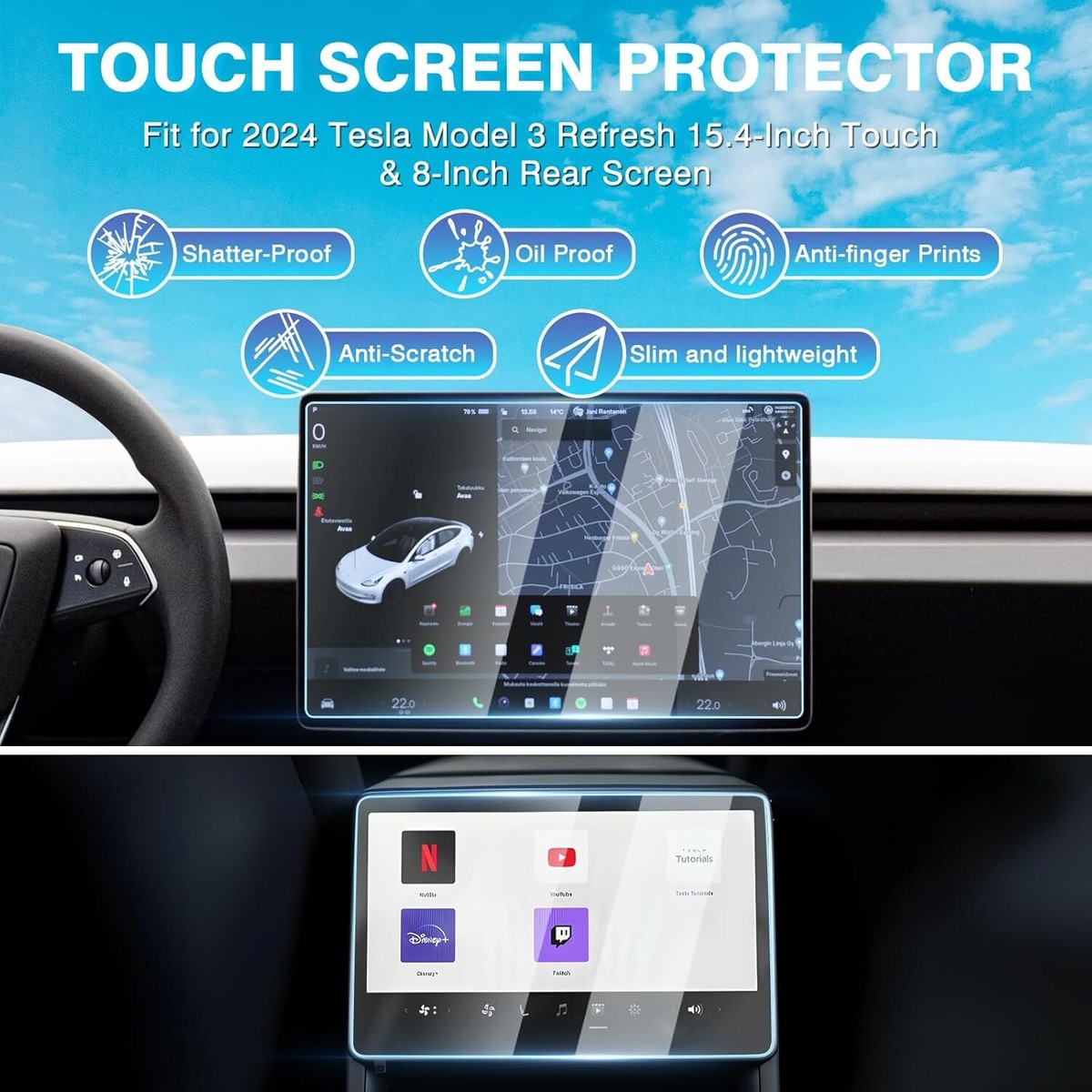 BROTECT - Screenprotector voor Tesla Model Y Juniper 2025 - Folie