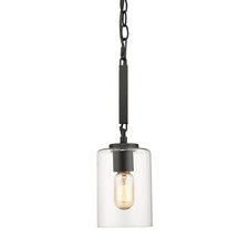 Mini colgante Golden Lighting 7041-M1L-CLR Monroe 1 luz negro con vidrio transparente