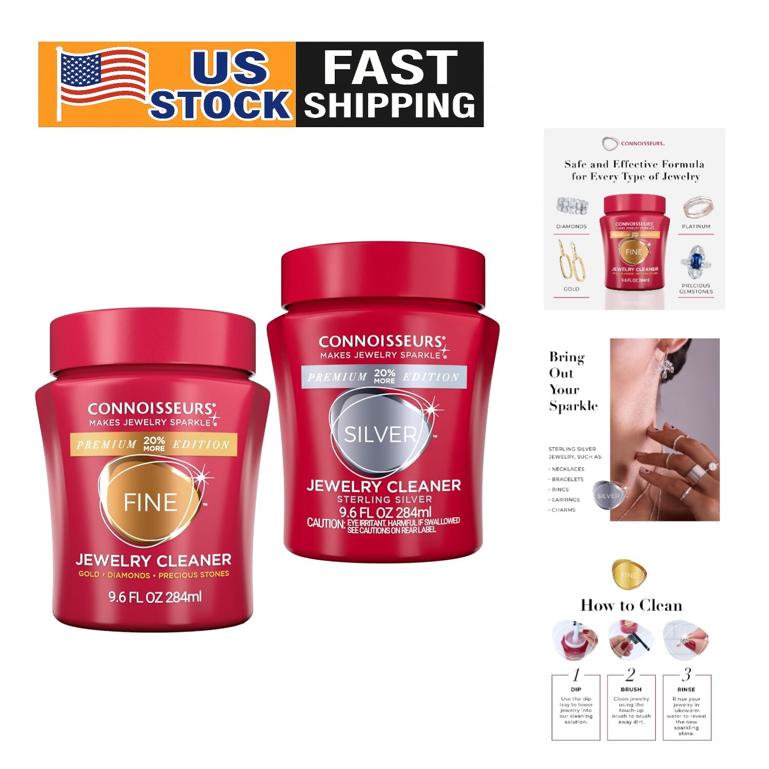 9.6oz Ammonia-Free Jewelry Cleaner for Silver and Delicate Pieces