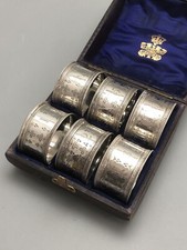Victorian Boxed Silver Plated Nakin Rings Numbered Elkington & Co BZX