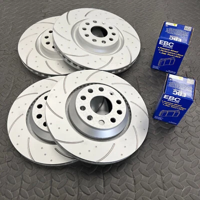 POWERBRAKES Audi S3 8V Dimpled Grooved Front Rear Brake Discs EBC Redstuff Pads