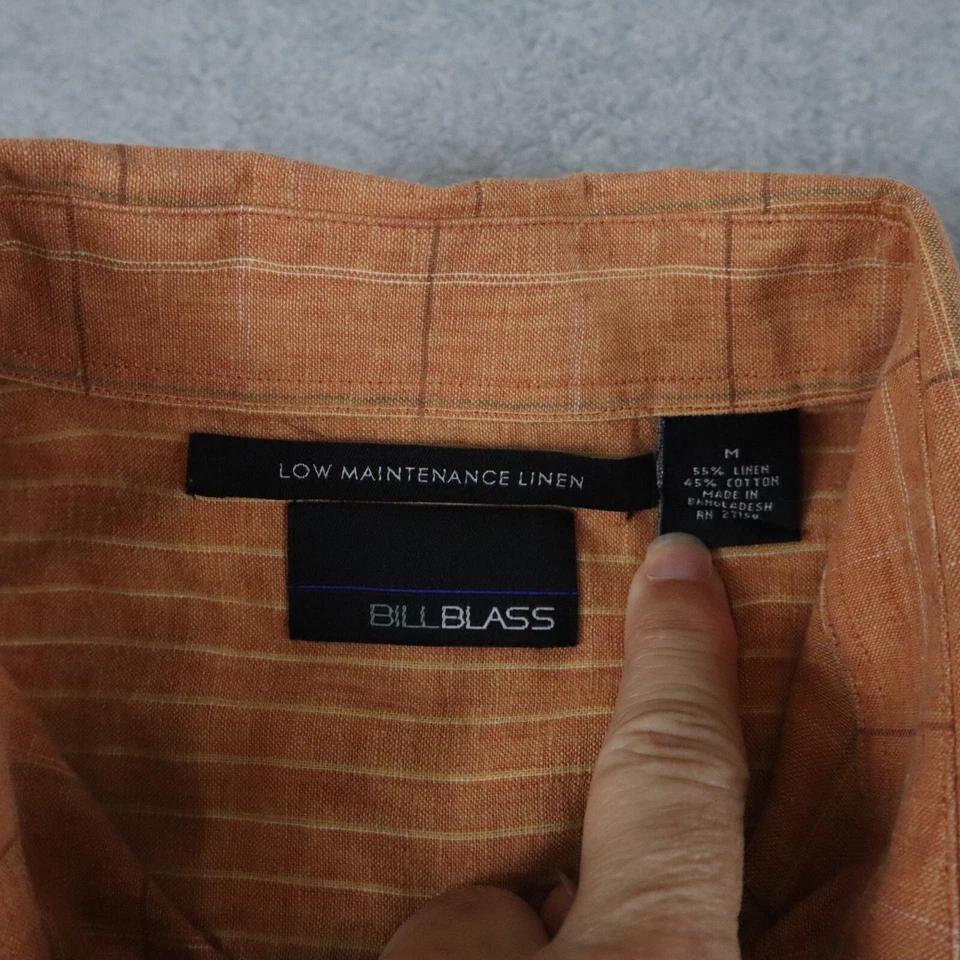 Camisa Bill Blass Para Hombre Mediana Bajo Mantenimiento Lino Informal Abotonada Manga Corta Foto 2 de 4