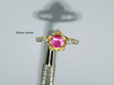 Lab Created Ruby Gemstone Silver Ring 925 Sterling Silver Pink Ruby Ring