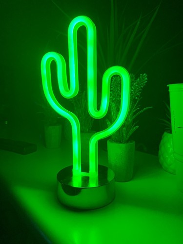 Led Cactus Neon Signs Room Home Decoration Battery Operated Night Light