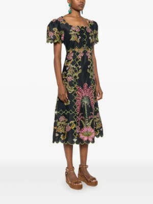 knee length dresses for ladies Black Golden Foliage One-Shoulder Maxi Dress – FARM Rio main image 1