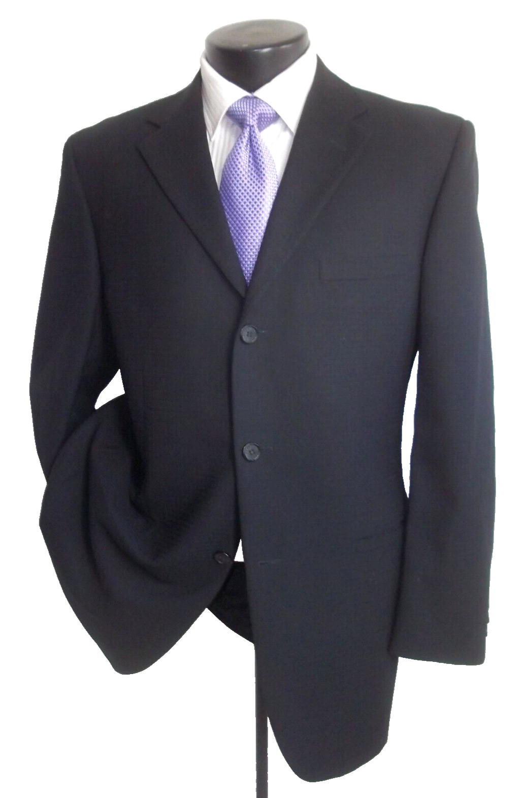 # Versace Classic Solid Black Textured 3Button Si… - image 3