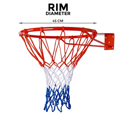 DENNY INTERNATIONALS Basketballreifen Metallring mit Netz & Kugel & Pumpe Set Wandbefestigungen 45cm