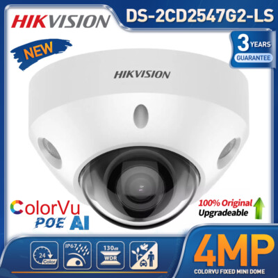 Hikvision 4MP AcuSense Mini Dome Camera DS-2CD2547G2-LS ColorVu Built in MIC PoE