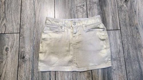 Juicy Jean Couture Girls Denim Coated Metallic Gold Coated Skirt Size 4 - Picture 9 of 9