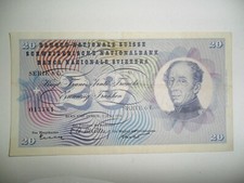 1955 SWITZERLAND 20 FRANCS BANKNOTE SPL RARE