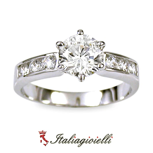 Glorioso Anello Brillante in Argento 925 Rodiato Oro Bianco - Immagine 3 di 4