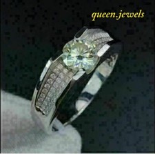 Round Cut 2.18CT Lab Created Diamond Men's Wedding Ring 14K White Gold Finish