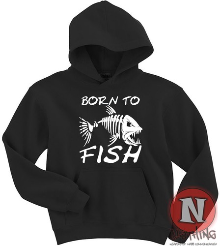Born Fish Sudadera con capucha pesca carpa mosca caña de pescar para cumpleaños del padre | eBay