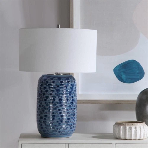Uttermost Sedna Coastal Ceramic and Iron Metal Table Lamp in Blue - Picture 6 of 7