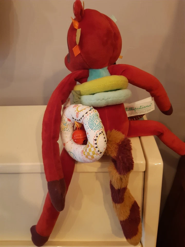 Doudou pantin d'activité éveil Georges le lémurien LILLIPUTIENS , TBE - Photo 2/3