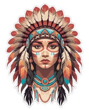 Native American Indian with headdress head dress Sticker Stickers Decal A1016