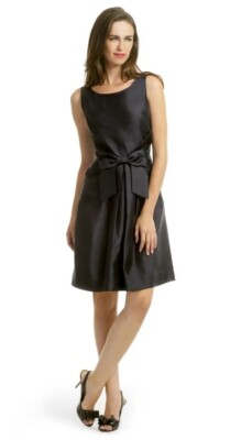 Kate Spade Women's Jillian Dress Bow Solid Black Cotton Blend