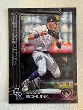 2025 Topps Series 1 Aaron Schunk RC Black Diamante Foil /10 #196