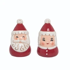 Johanna Parker Transpac Ceramic Santa Mrs Salt/Pepper Shakers Christmas Decor