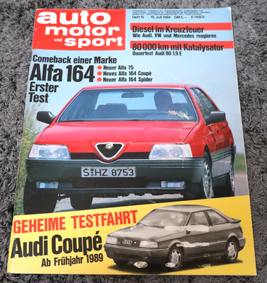 AMS 15/1988 Alfa Romeo 164 V6, Audi 80 1,9E, VW Passat B3 35i, Cadillac Seville