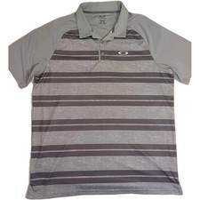 Oakley Hydrolix Polo Shirt XLarge Gray Logo All Over Regular Fit Lightweight Men