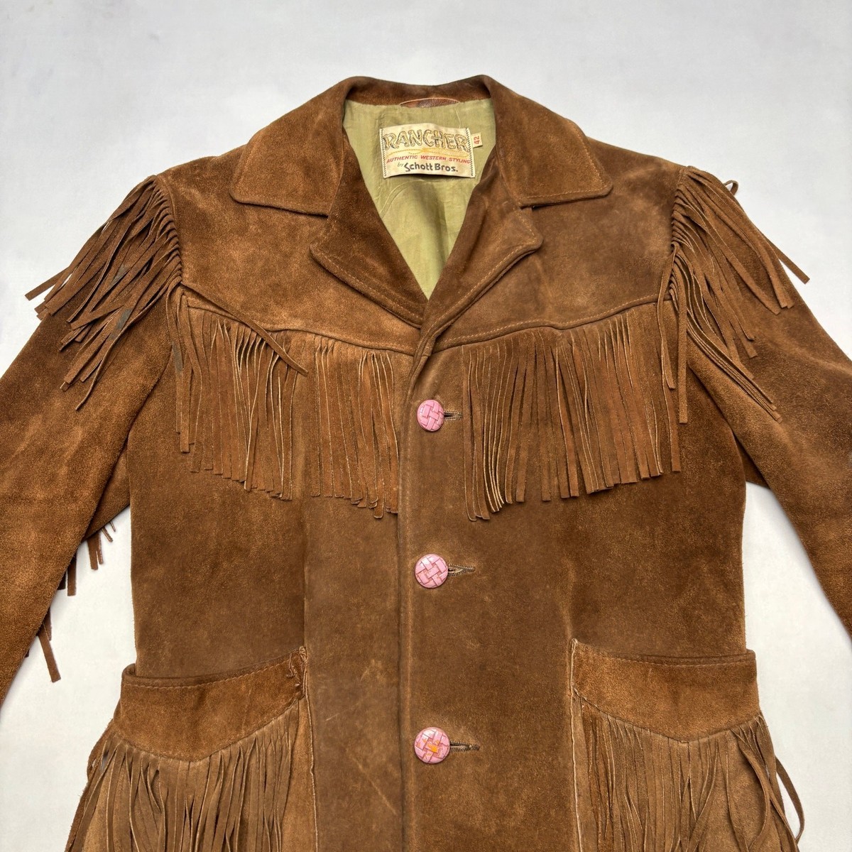Vintage Rancher Schott Bros Western Fringe Jacket Men's 42 Suede