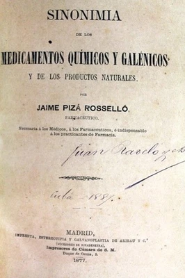 Sinonimia de los medicamentos quimicos y galenicos y de los productos naturales. - Bild 1 von 4
