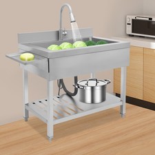 Single Bowl Kitchen Sink, Stainless Steel Sink, Kitchen Sink with Pull-Out Fauce