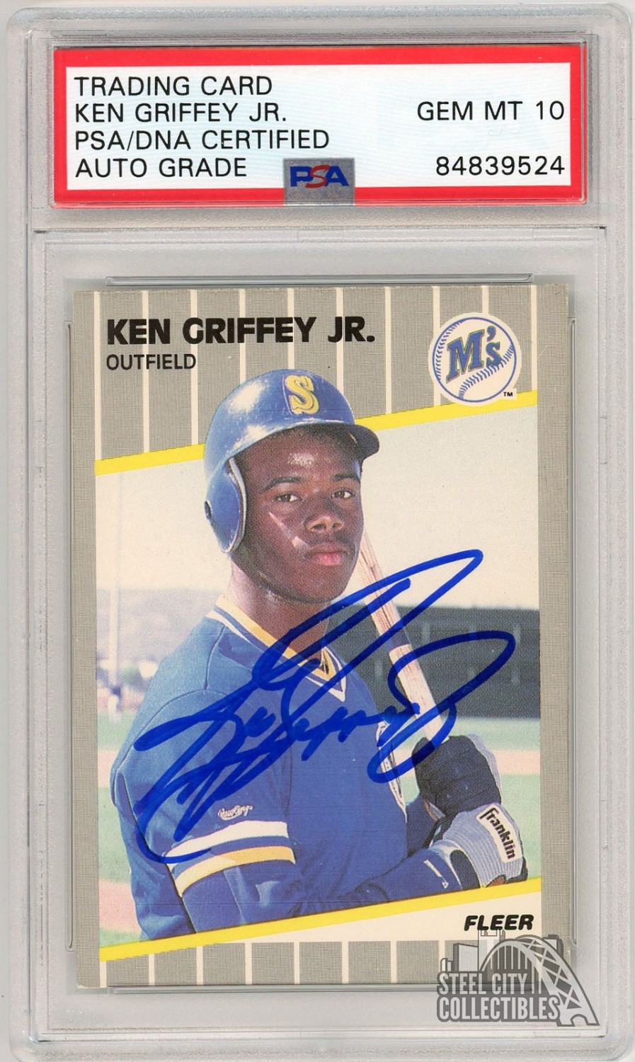 Ken Griffey Jr 1989 Fleer Autograph Rookie Card #548 PSA/DNA 10