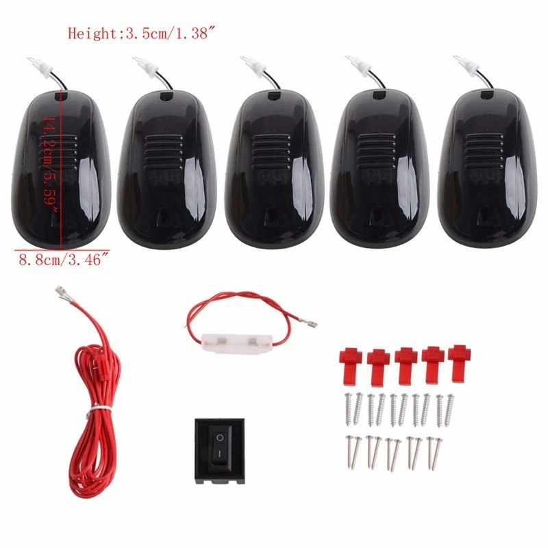 Smoked Black LED Cab Roof Top Marker Running Clearance Light Car pickup Lamp Kit - Image 2 of 4