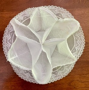 Beige Lace Dinner Roll Holder for up to 12 Rolls Folds Flat for Storage 12in