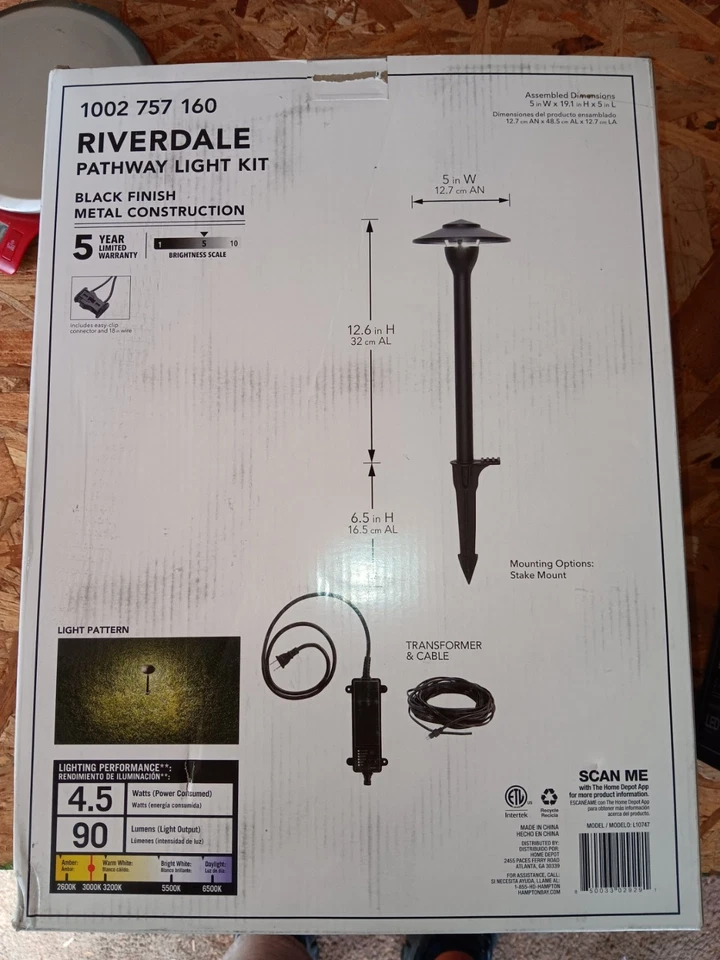 Hampton Bay 30-Watt 90 Lumens Integrated LED Black Landscape Path Light(6-Pack) - Image 2 of 2