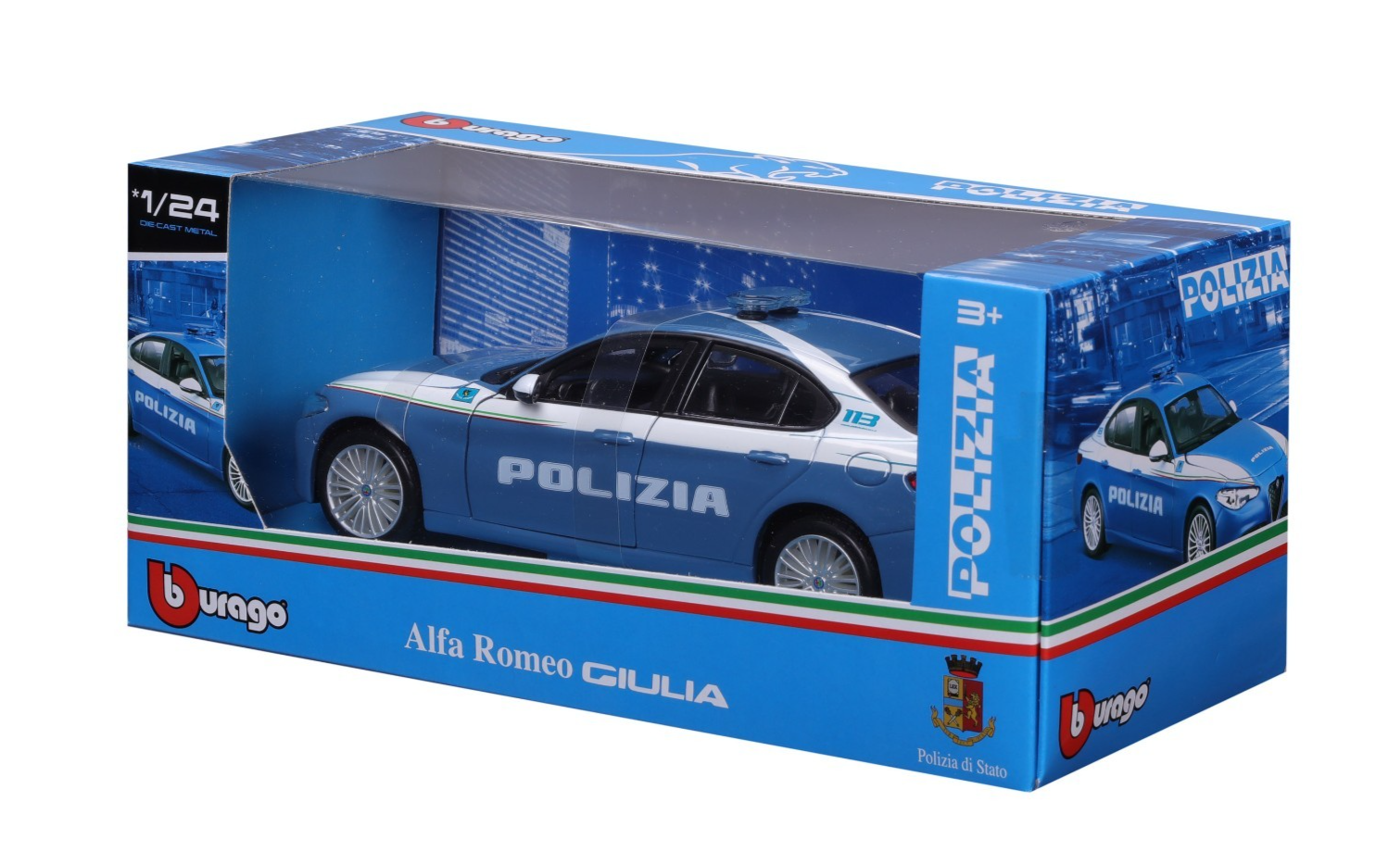 Burago Auto modellino scala 1/24 Alfa Romeo Polizia Giulia