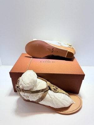 NEW SZ 7M Coach Turnlock Leather Sandals INGRID NAT PRINT SNAKE(Snakeskin Print)