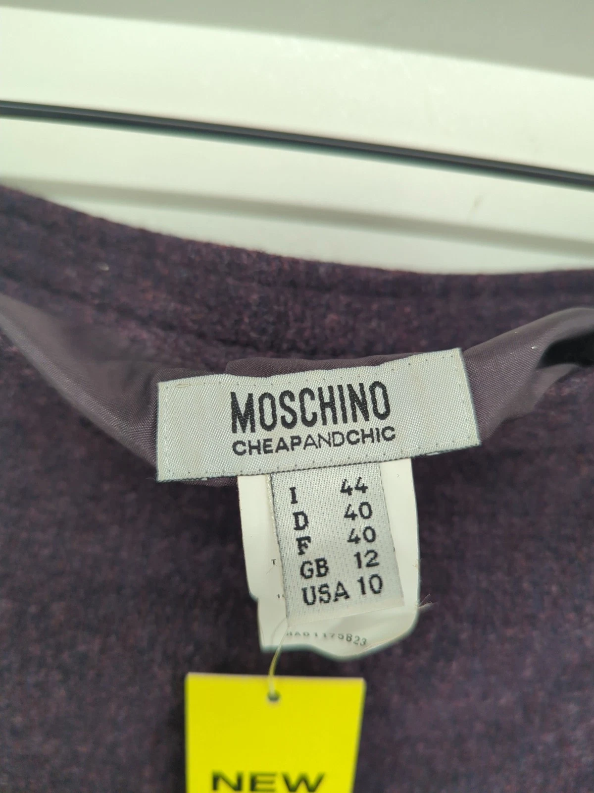 Moschino Gonna Midi Donna UK 12 Viola 100% Lana Midi A Line