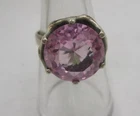 Vtg RARE Omar Torres Sterling Silver Statement Ring Large Pink Sapphire Size 7