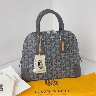 Excellent Goyard Vendome PM Monogram Canvas Shell Bag Gray Top Handle Bag SHW